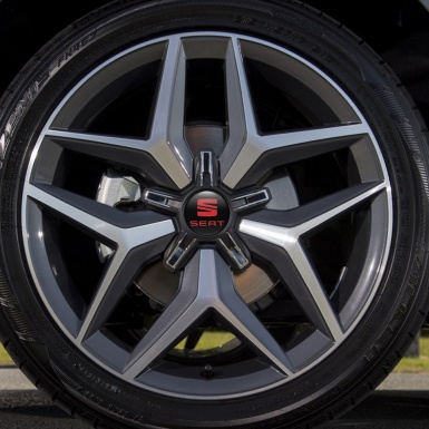 Seat Sticker Wheel Center Hub Cap Black With Red Logo