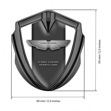 Aston Martin 3D Car Metal Emblem Graphite White Grey Edition