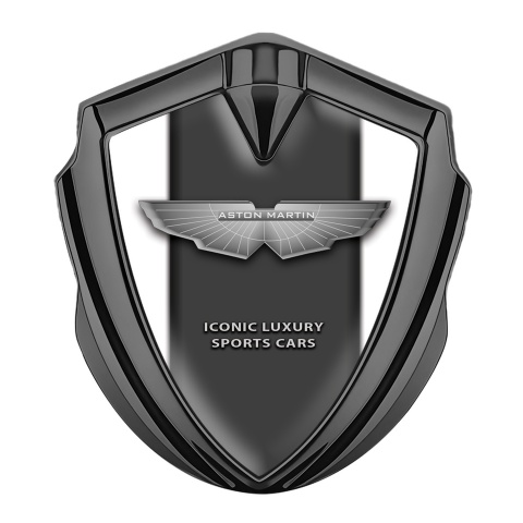 Aston Martin 3D Car Metal Emblem Graphite White Grey Edition