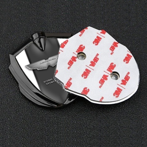 Aston Martin 3D Car Metal Emblem Graphite White Grey Edition