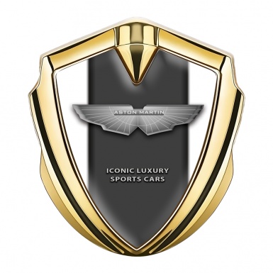 Aston Martin 3D Car Metal Emblem Gold White Grey Edition