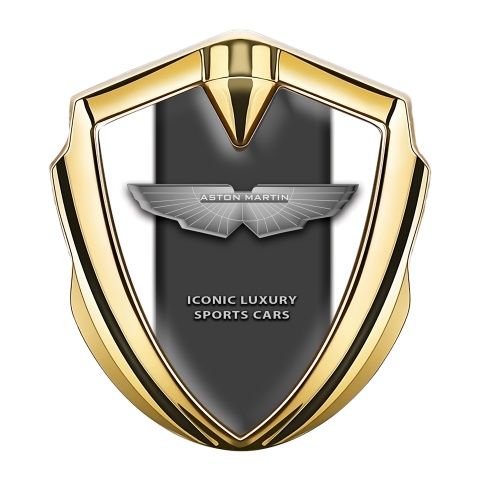 Aston Martin 3D Car Metal Emblem Gold White Grey Edition