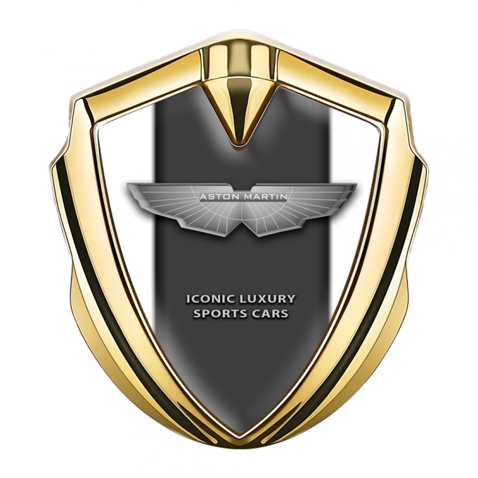 Aston Martin 3D Car Metal Emblem Gold White Grey Edition