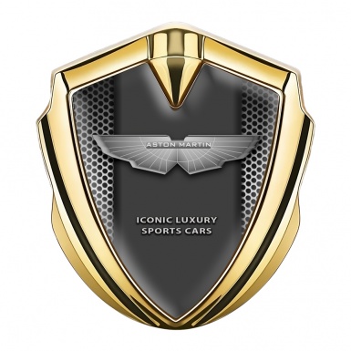 Aston Martin 3D Car Metal Emblem Gold Metallic Mesh Design