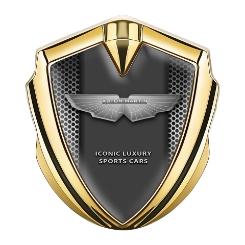 Aston Martin 3D Car Metal Emblem Gold Metallic Mesh Design