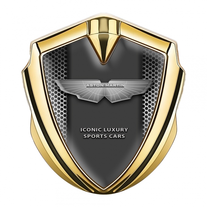 Aston Martin 3D Car Metal Emblem Gold Metallic Mesh Design