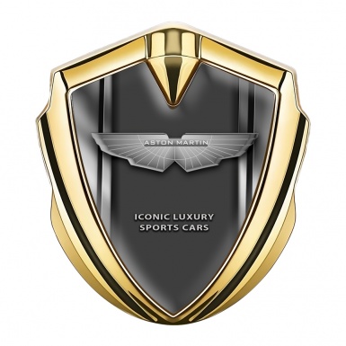 Aston Martin Fender Emblem Badge Gold Metallic Lines Edition