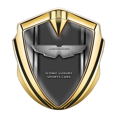 Aston Martin Fender Emblem Badge Gold Metallic Lines Edition