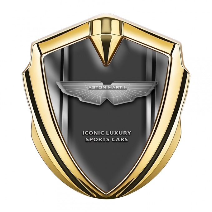 Aston Martin Fender Emblem Badge Gold Metallic Lines Edition