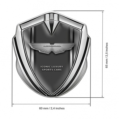 Aston Martin Fender Emblem Badge Silver Metallic Lines Edition