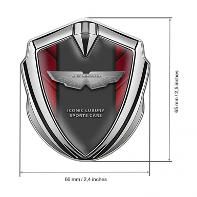 Aston Martin Fender Emblem Badge Silver Red Hex Lines Luxury Edition