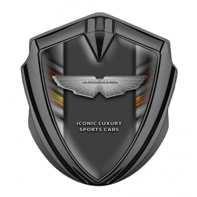 Aston Martin Fender Metal Emblem Badge Graphite Grey Line Color Shield