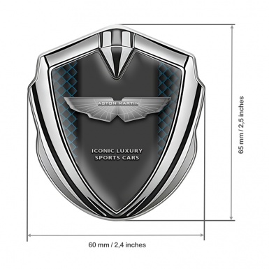 Aston Martin Metal Emblem Self Adhesive Silver Blue Net Edition