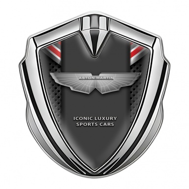Aston Martin Bodyside Badge Self Adhesive Silver Dark Mesh Design