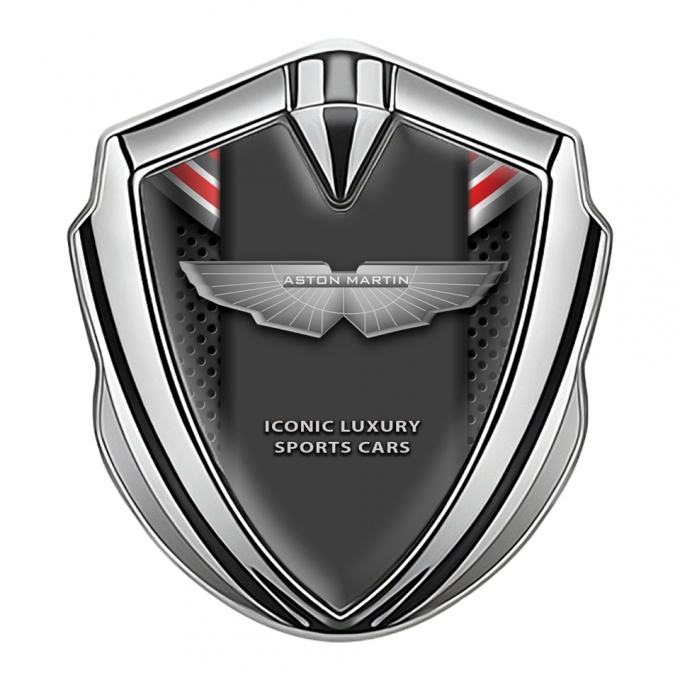 Aston Martin Bodyside Badge Self Adhesive Silver Dark Mesh Design