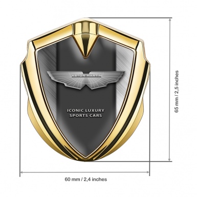 Aston Martin Fender Emblem Badge Gold Brushed Metal Lines Edition