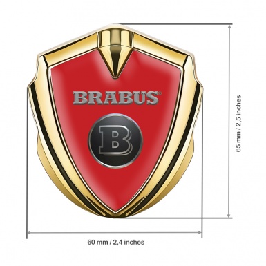 Mercedes Brabus Fender Emblem Badge Gold Red Shield Edition