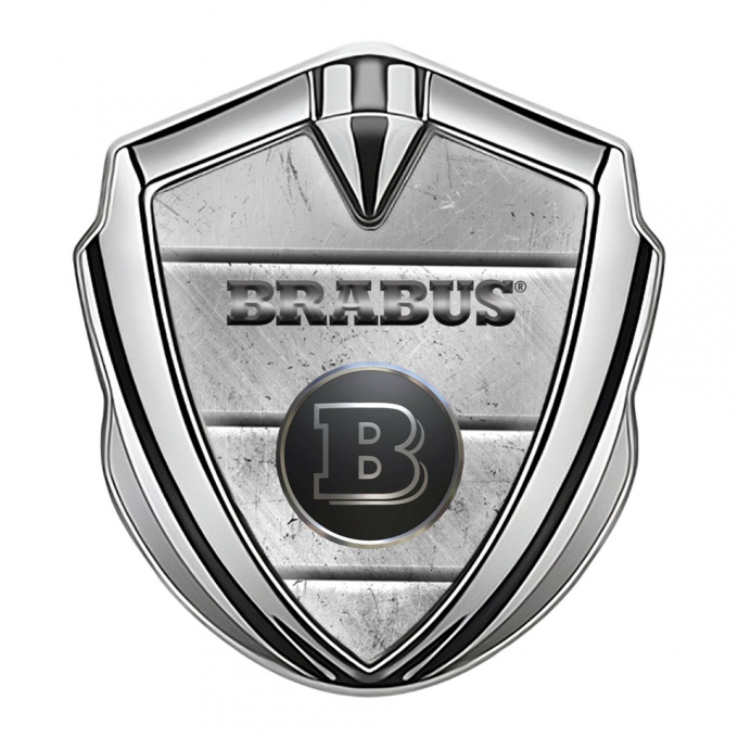 Mercedes Brabus Fender Emblem Badge Silver Scratched Metal Design
