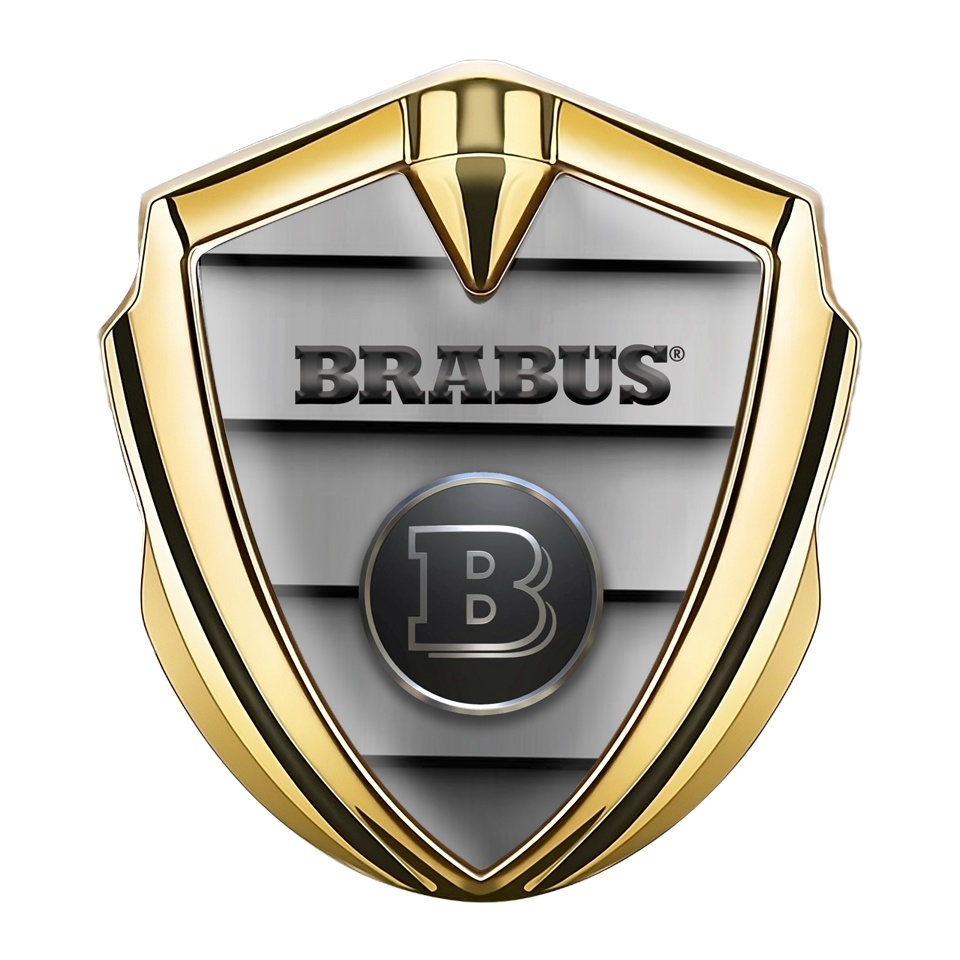 Mercedes Brabus Trunk Emblem Badge Gold Metal Grill Edition