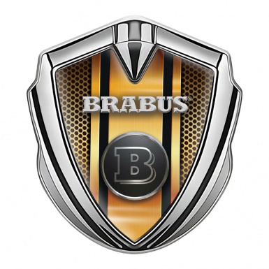Mercedes Brabus Fender Emblem Badge Silver Orange Color Mesh