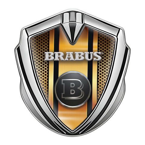 Mercedes Brabus Fender Emblem Badge Silver Orange Color Mesh