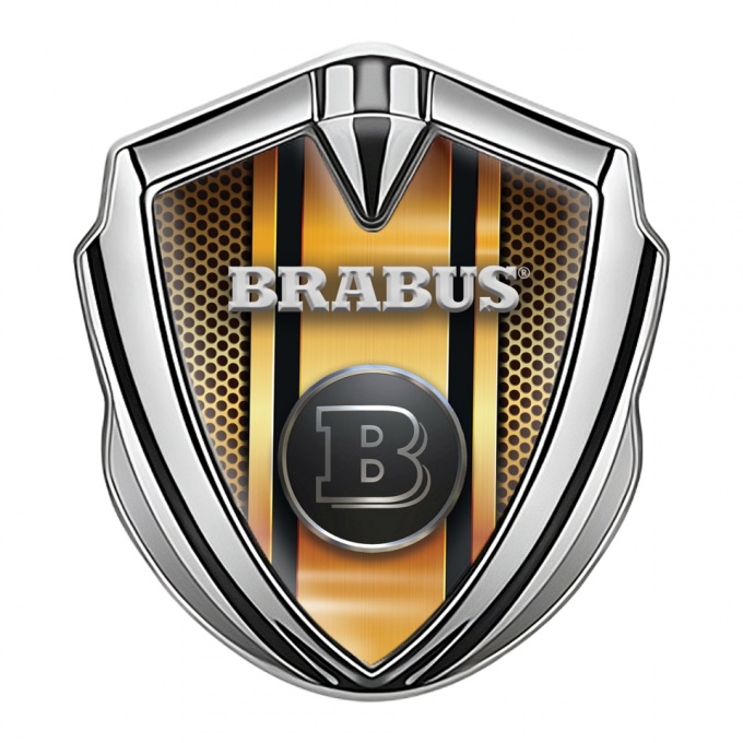 Mercedes Brabus Fender Emblem Badge Silver Orange Color Mesh