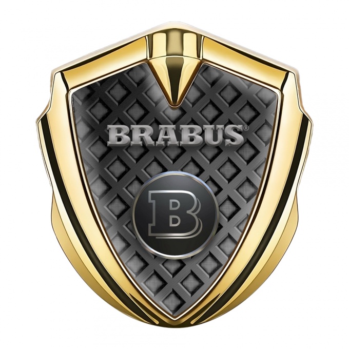 Mercedes Brabus Trunk Emblem Badge Gold Dark Waffle Design