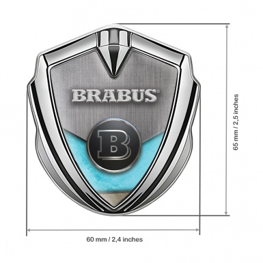 Mercedes Brabus 3D Car Metal Emblem Silver Metal Aqua Blue Edition