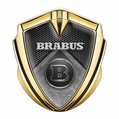 Mercedes Brabus Bodyside Emblem Gold Hexagon Metal Plate
