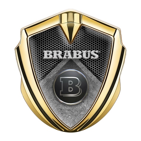 Mercedes Brabus Bodyside Emblem Gold Hexagon Metal Plate