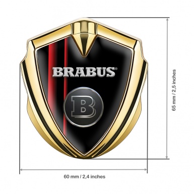 Mercedes Brabus Self Adhesive Bodyside Emblem Gold Black Red Stripes