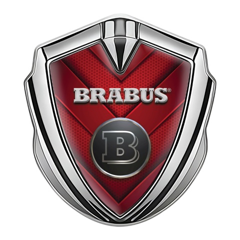 Mercedes Brabus Fender Emblem Badge Silver Red Stylish Lines Edition