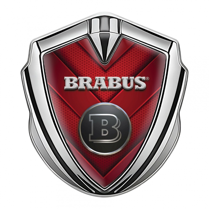 Mercedes Brabus Fender Emblem Badge Silver Red Stylish Lines Edition