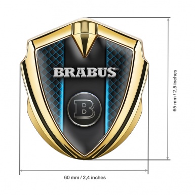 Mercedes Brabus 3D Car Metal Emblem Gold Blue Grill Design