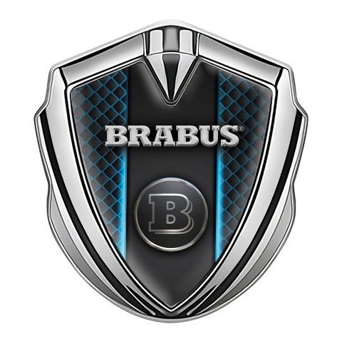 Mercedes Brabus 3D Car Metal Emblem Silver Blue Grill Design