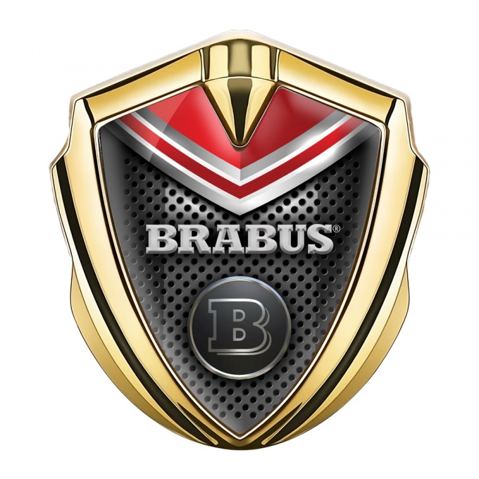 Mercedes Brabus Fender Metal Emblem Badge Gold Red Shield Edition, Metal  Emblems, Accessories