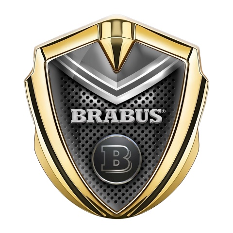 Mercedes Brabus Fender Metal Emblem Badge Gold Grey Shield Edition