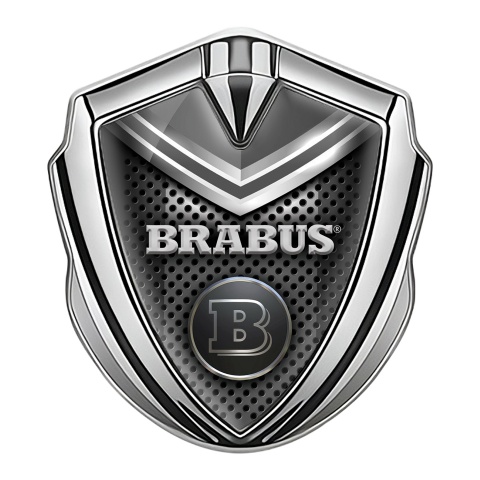 Mercedes Brabus Fender Metal Emblem Badge Silver Grey Shield Edition