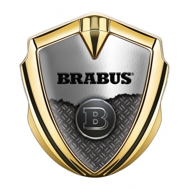 Mercedes Brabus Trunk Emblem Badge Gold Torn Metal Effect