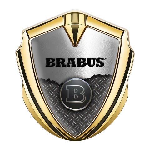 Mercedes Brabus Trunk Emblem Badge Gold Torn Metal Effect