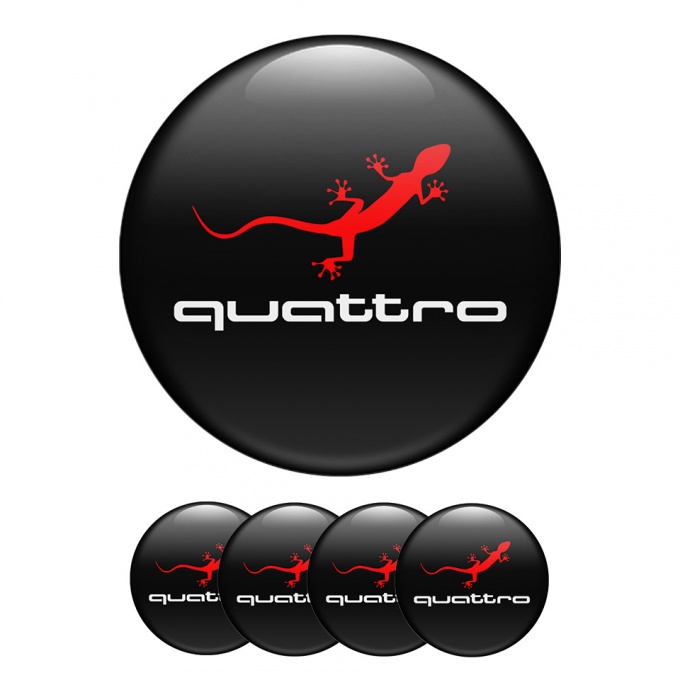 Audi Center Hub Dome Stickers Red Lizard White Logo