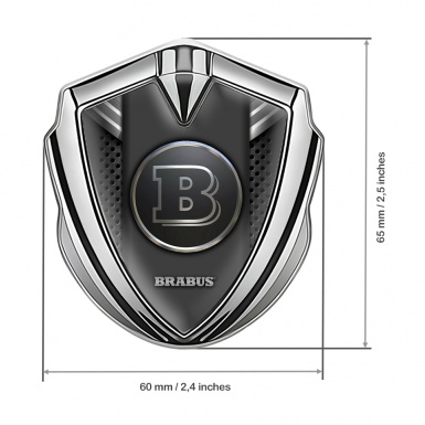 Mercedes Brabus Fender Emblem Badge Silver Metallic Mesh Edition