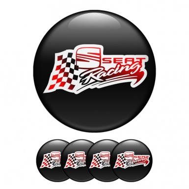 Seat Sticker Wheel Center Hub Cap Racing Flag Black Edition 