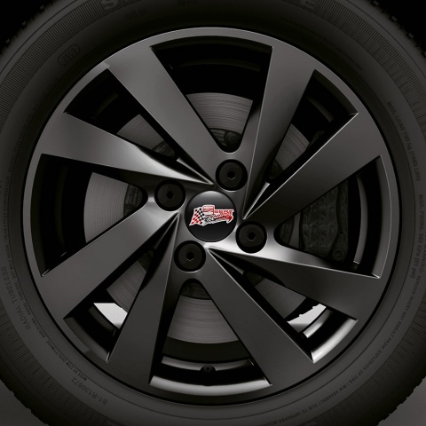 Seat Sticker Wheel Center Hub Cap Racing Flag Black Edition 