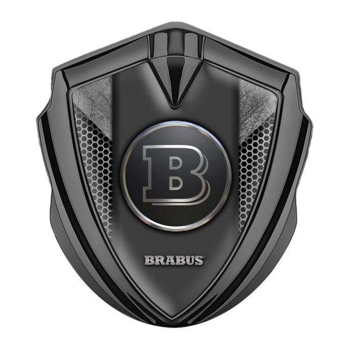 Mercedes Brabus Trunk Emblem Badge Graphite Grey Hex Edition