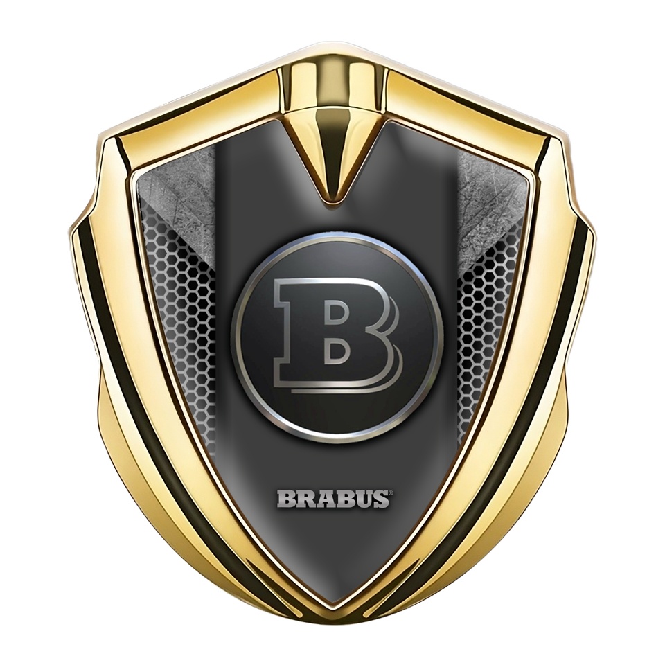 Mercedes Brabus Trunk Emblem Badge Gold Grey Hex Edition