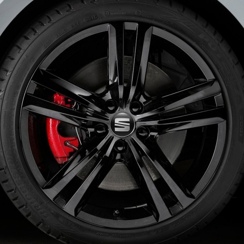 Seat Wheel Center Cap Domed Stickers Black Color With Silver Ring 