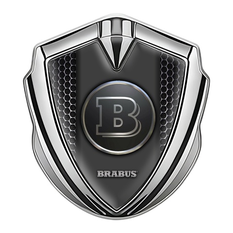 Mercedes Brabus Metal Emblem Self Adhesive Silver Dark Hex Design