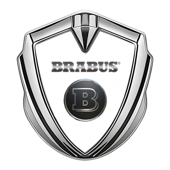 Mercedes Brabus Trunk Emblem Badge Silver Classic White Design