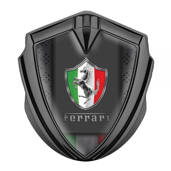 Ferrari 3D Car Metal Emblem Graphite Chromed Italian Shield Design